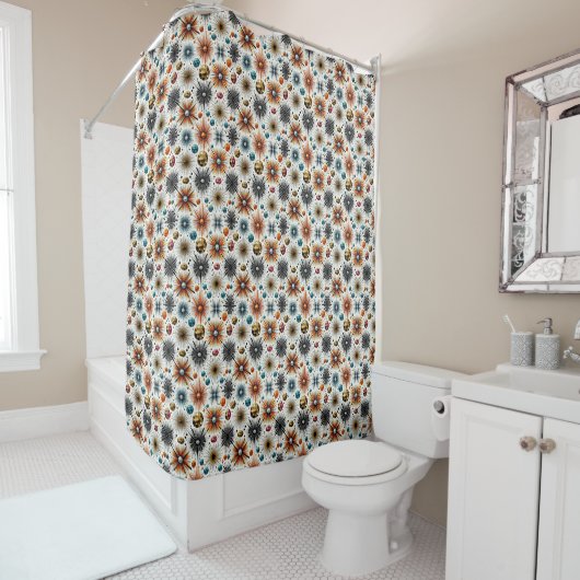 Orange Diamonds Mid Century Modern Shower Curtain シャワーカーテン (インサイチュ)
