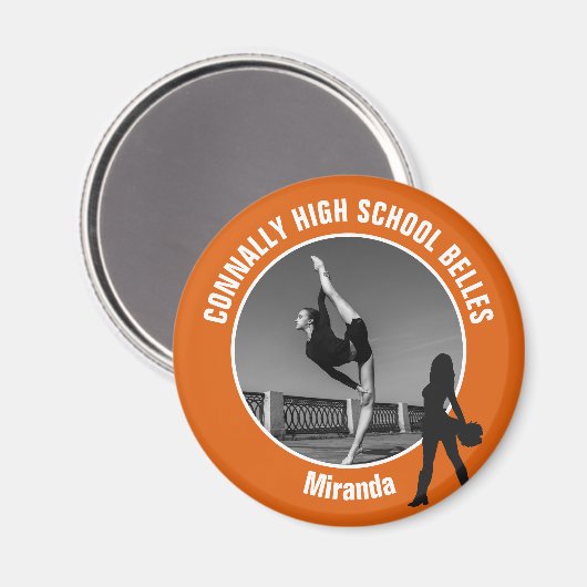 Orange Drill Team Photo High School Dancer マグネット (正面/裏面)