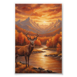 Orange Duck Elk Funny Buck Deer Hunting Bass フォトプリント