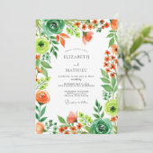 Orange Emerald Green Sparkling Spring Wedding 招待状 (スタンド正面)