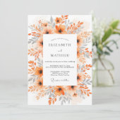 Orange Exquisite Watercolor Wedding 招待状 (スタンド正面)