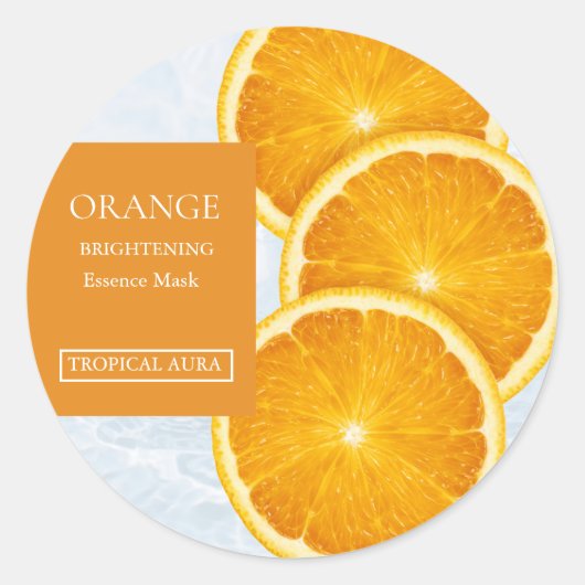 Orange Facial Mask Label ラウンドシール (正面)
