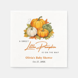 Orange Fall Autumn A Little Pumpkin Baby Shower  スタンダードカクテルナプキン