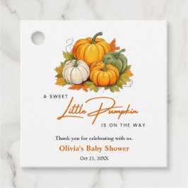 Orange Fall Autumn A Little Pumpkin Baby Shower  フェイバータグ