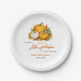 Orange Fall Autumn A Little Pumpkin Baby Shower  ペーパープレート