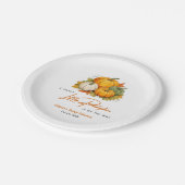 Orange Fall Autumn A Little Pumpkin Baby Shower  ペーパープレート (アングル)