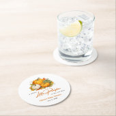 Orange Fall Autumn A Little Pumpkin Baby Shower  ラウンドペーパーコースター (インサイチュ)