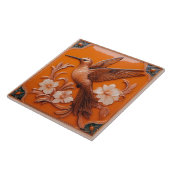 Orange faux relief Art Nouveau Hummingbird L タイル (側面)
