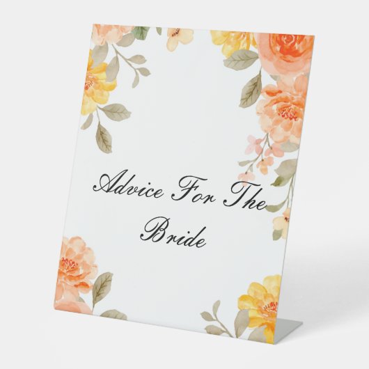 ORANGE FLORAL BOTANICAL ADVICE FOR THE BRIDE SIGN 台座サイン (正面)