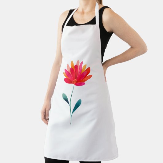 Orange Floral Botanical Apron Minimal Flower エプロン (インサイチュ)