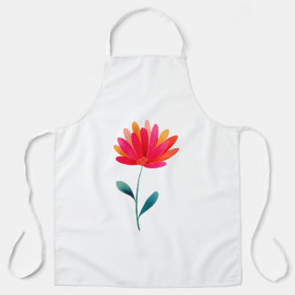 Orange Floral Botanical Apron Minimal Flower エプロン