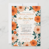 Orange Floral Bride To Be Party Invite 招待状 (正面)