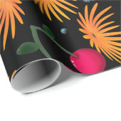 Orange Floral Cherry Pattern ラッピングペーパー (ロールコーナー)