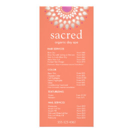 Orange Floral  Lotus Flower Spa Salon  List Menu ラックカード