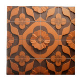 Orange Floral Medallion Geometric Tile Pattern タイル (正面)