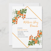 Orange Floral Mother's Day Brunch Invitation 招待状 (正面)