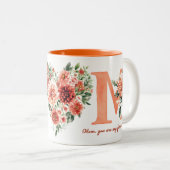 Orange Floral Mum ツートーンマグカップ (正面右)
