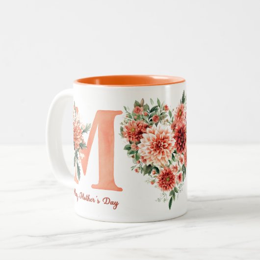 Orange Floral Mum ツートーンマグカップ (正面左)