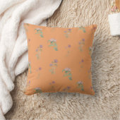 Orange Floral Pattern Botanical Greenery & Rustic  クッション (ブランケット)
