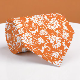 Orange Floral Pattern Custom Necktie ネクタイ
