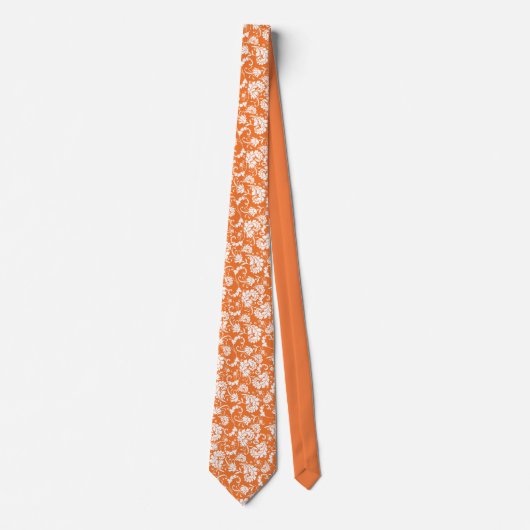 Orange Floral Pattern Custom Necktie ネクタイ (正面)