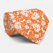 Orange Floral Pattern Custom Necktie ネクタイ (ロール)