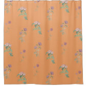 Orange Floral Pattern Vintage Grandmillenial シャワーカーテン (正面)