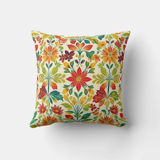 orange floral print クッション (裏面)