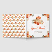 Orange Floral Pumpkin Baby Shower Guest Book ゲストブック (全面)
