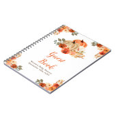 Orange Floral Pumpkin Baby Shower Guest Book ノートブック (左側)