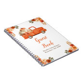 Orange Floral Pumpkin Truck Baby Shower Guest Book ノートブック (右側)
