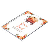 Orange Floral Pumpkin Truck Baby Shower Guest Book ノートブック (左側)