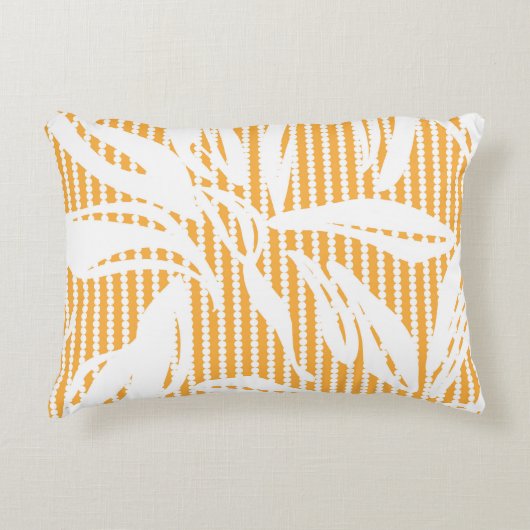 Orange Floral seamless pattern with striped backgr アクセントクッション (正面)
