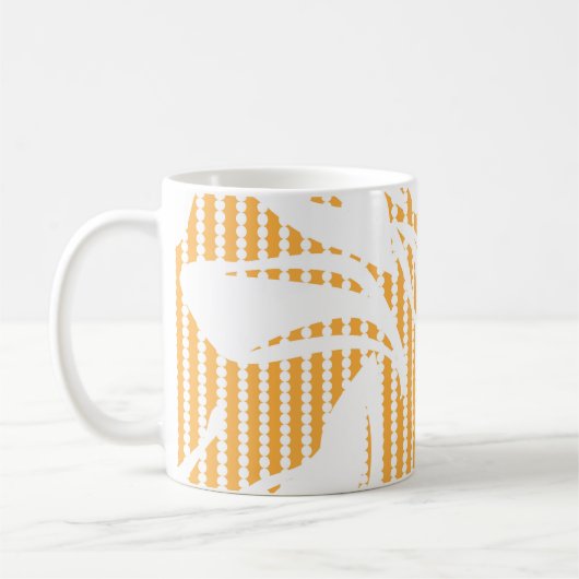 Orange Floral seamless pattern with striped backgr コーヒーマグカップ (左)