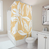 Orange Floral seamless pattern with striped backgr シャワーカーテン (インサイチュ)