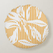 Orange Floral seamless pattern with striped backgr ラウンドクッション (裏面)