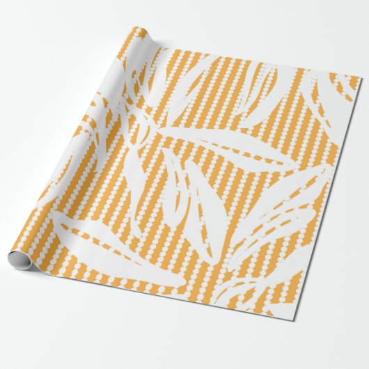 Orange Floral seamless pattern with striped backgr ラッピングペーパー (アンロールド)
