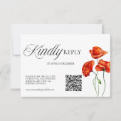 Orange Floral Watercolor Poppies  出欠カード (正面)