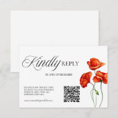 Orange Floral Watercolor Poppies  出欠カード (正面/裏面)