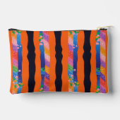 Orange Floral Wavy Stripe Pattern アクセサリーポーチ (裏面)