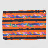 Orange Floral Wavy Stripe Pattern ゴルフタオル (横)