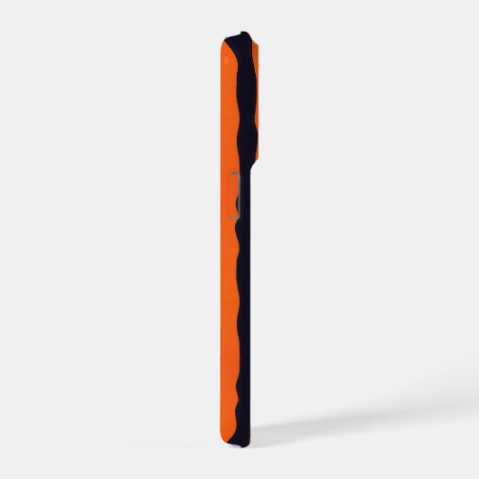 Orange Floral Wavy Stripe Pattern iPhoneケース (右側面)