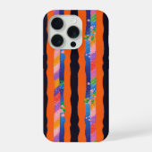 Orange Floral Wavy Stripe Pattern iPhoneケース (裏面)