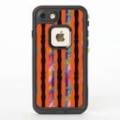 Orange Floral Wavy Stripe Pattern LifeProof iPhoneケース (裏面)