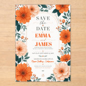 Orange Floral Wedding Invitation アクリル招待状 (正面)