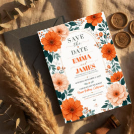 Orange Floral Wedding Invitation アクリル招待状