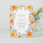 Orange Floral Whimsy Wedding 招待状 (スタンド正面)