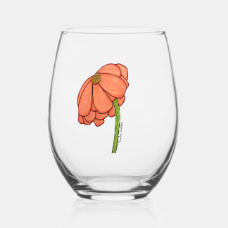 Orange Flower ステムなしワイングラス