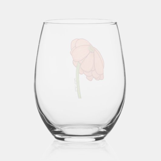 Orange Flower ステムなしワイングラス (裏面)