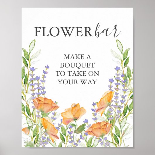 Orange Flower Bar Sign ポスター (正面)